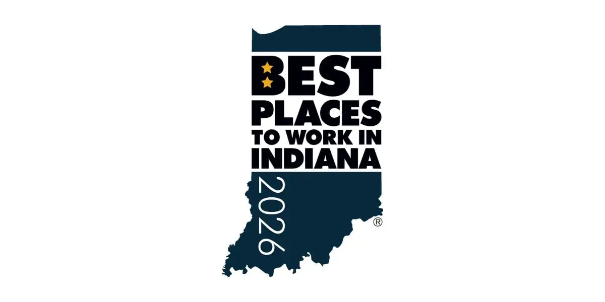 white background with Best Places to Work Indiana logo in the foreground