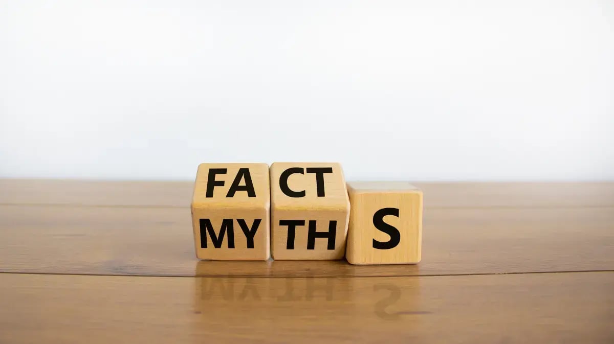 wood blocks that spell myths turning over the spell facts