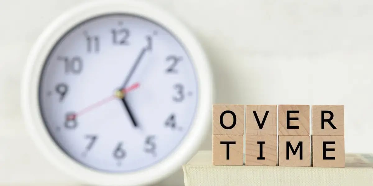 white clock in the background with wooden blocks that read 