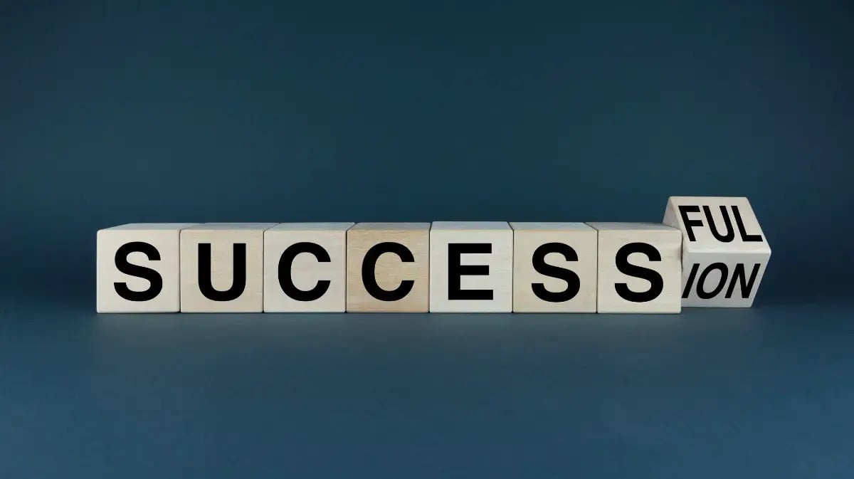 wood blocks that spell out succession