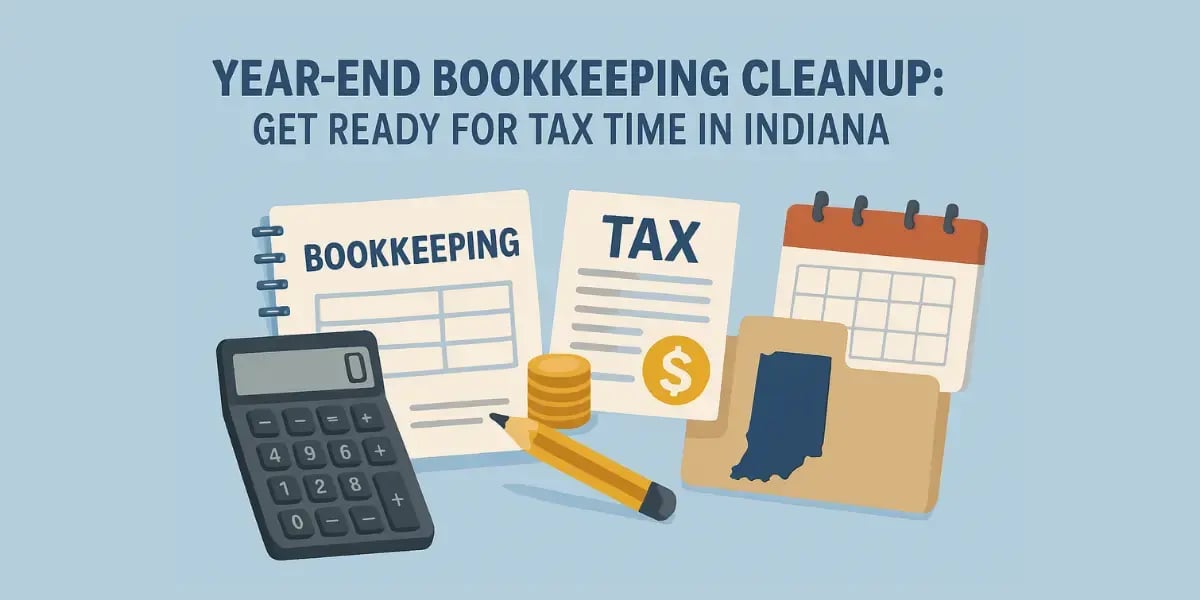 Light-blue banner with bookkeeping and tax icons, Indiana folder, and dark headline text.